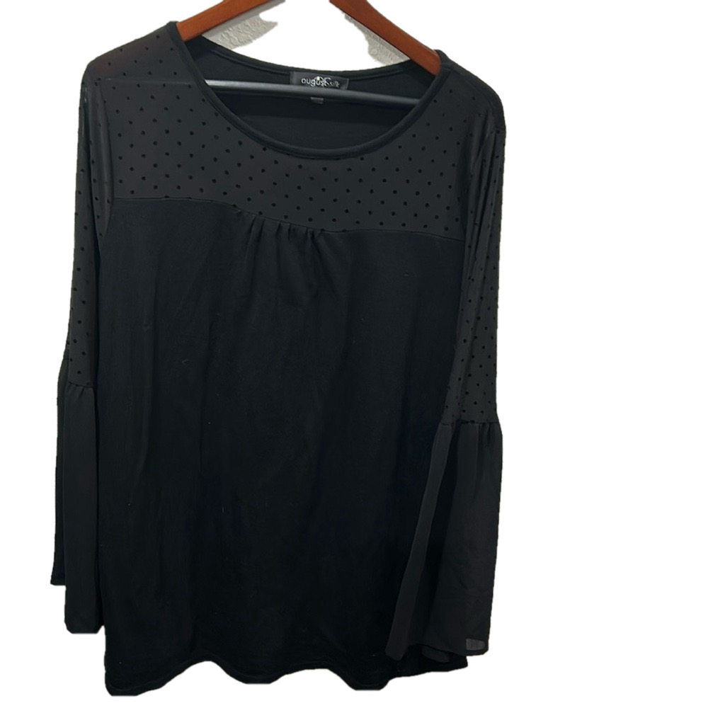 August silk long sleeve blouse black color size XL GUC